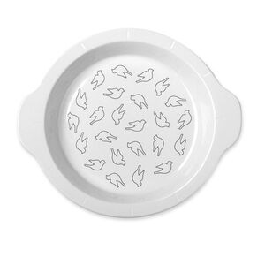 Michael Graves Pie Plate Black Birds Heavy Ceramic Deep Dish